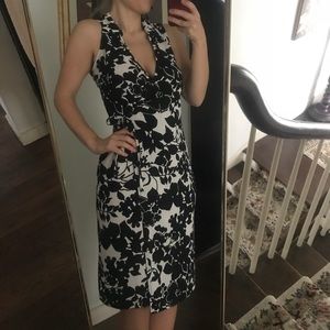 Black and white floral wrap dress